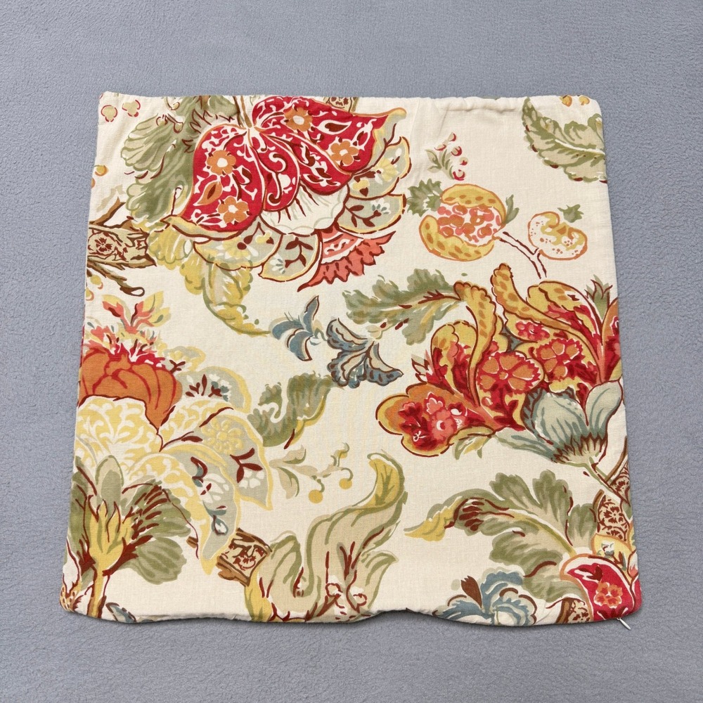 Pottery Barn Pillow Cover 20x20 Floral Cotton Linen Square Decorative Graciela